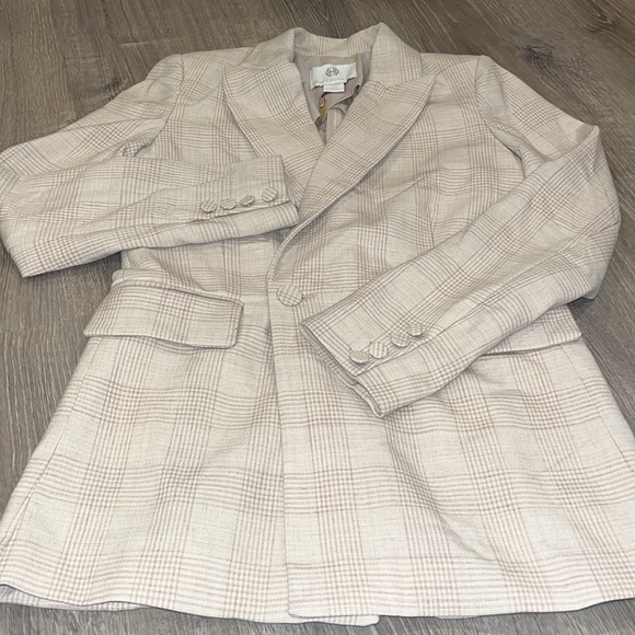 NWT House of Harlow 1960 Tan and Cream Plaid Blazer Sz XS - Picture 4 of 7